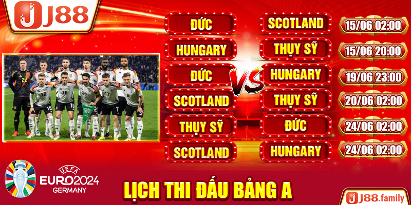 Lịch thi đấu bảng A