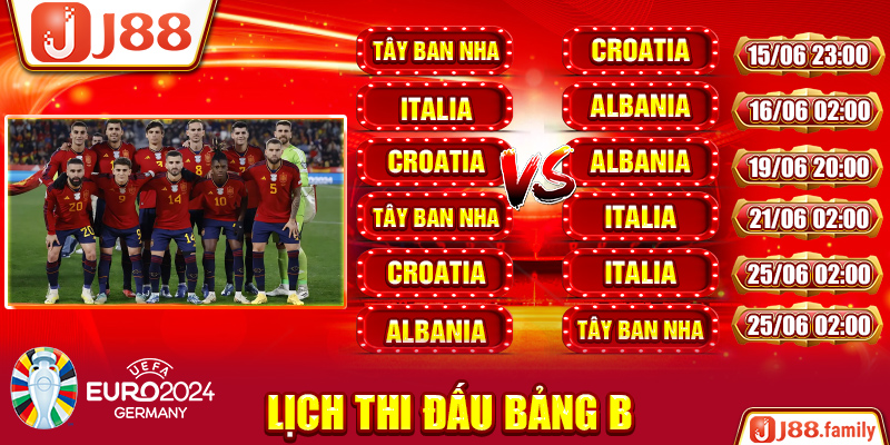 Lịch thi đấu bảng B