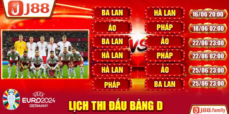Lịch thi đấu bảng D