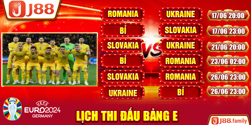 Lịch thi đấu bảng E